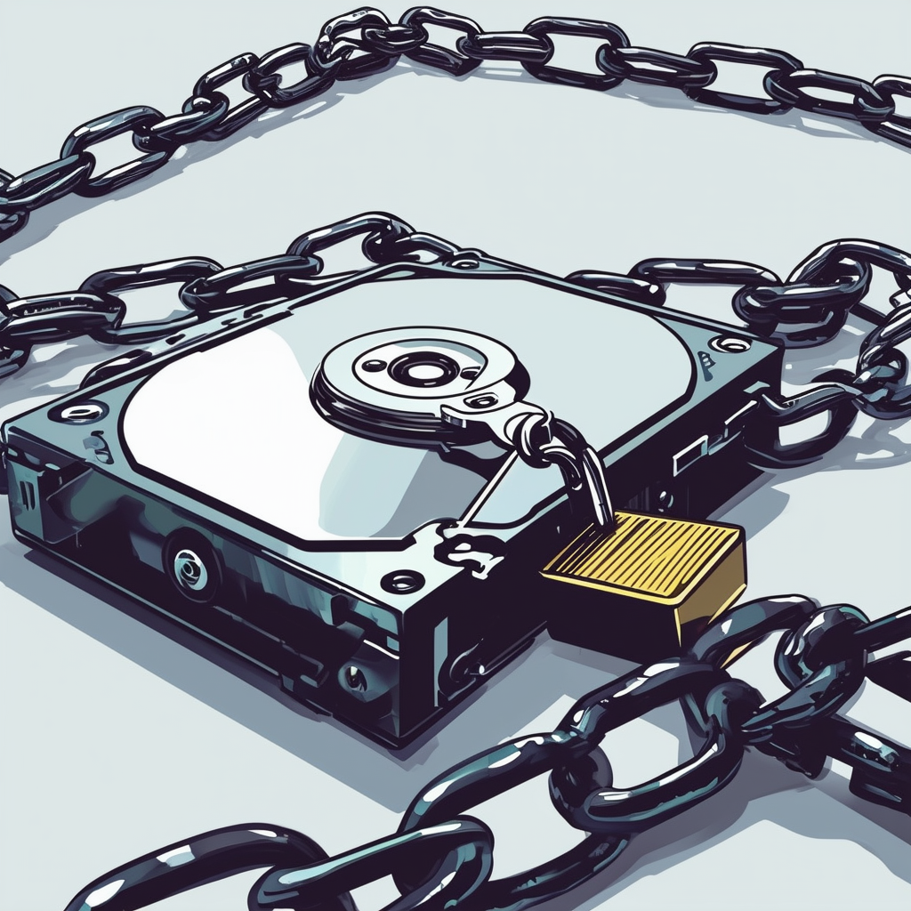 hard drive chained down by a ransomware attack